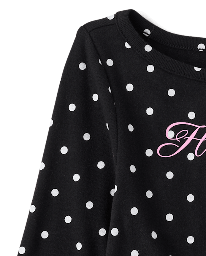 Girls Hello Kitty® Puff Print Polka Dot Elbow Sleeve Top