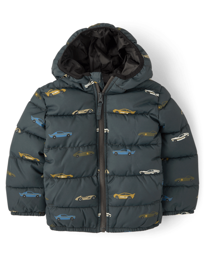 Toddler Boys Print Hooded Puffer Jacket