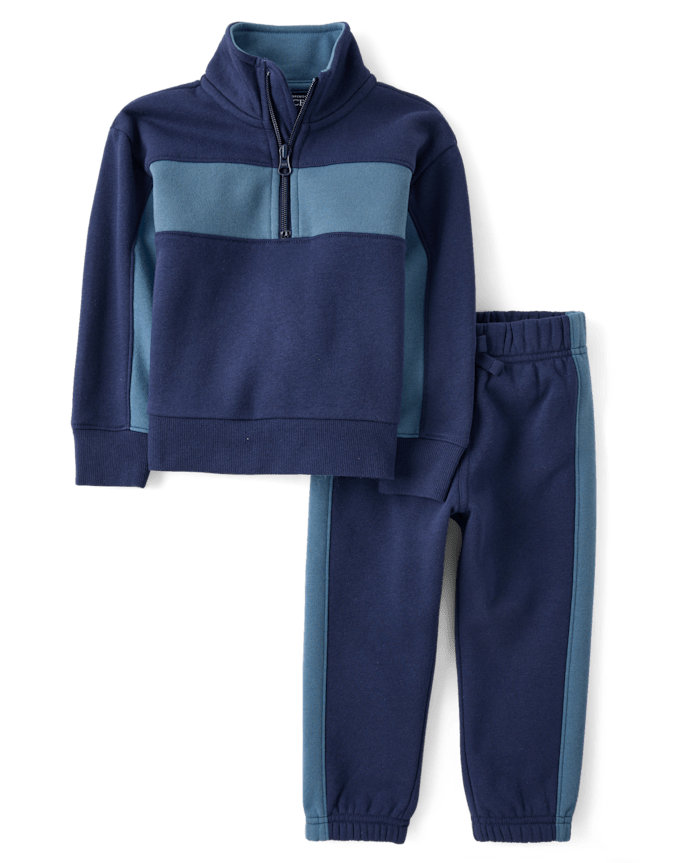 Baby And Toddler Boys Colorblock Premium Fleece 2-Piece Outfit Set