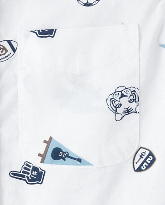 Baby And Toddler Boys Print Poplin Button Up Shirt