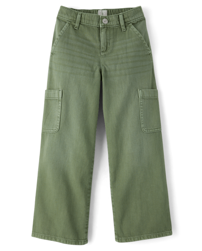 Jeans cargo amples teints en pièce pour filles