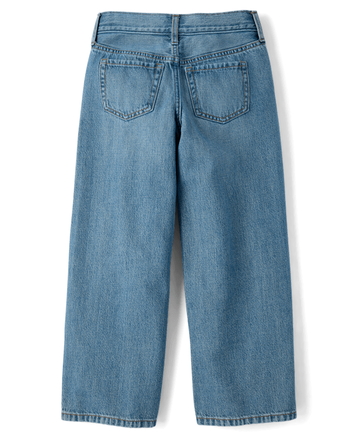 Jeans baggy à rayures latérales pour filles