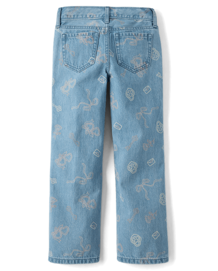 Girls Doodle Wide Leg Jeans