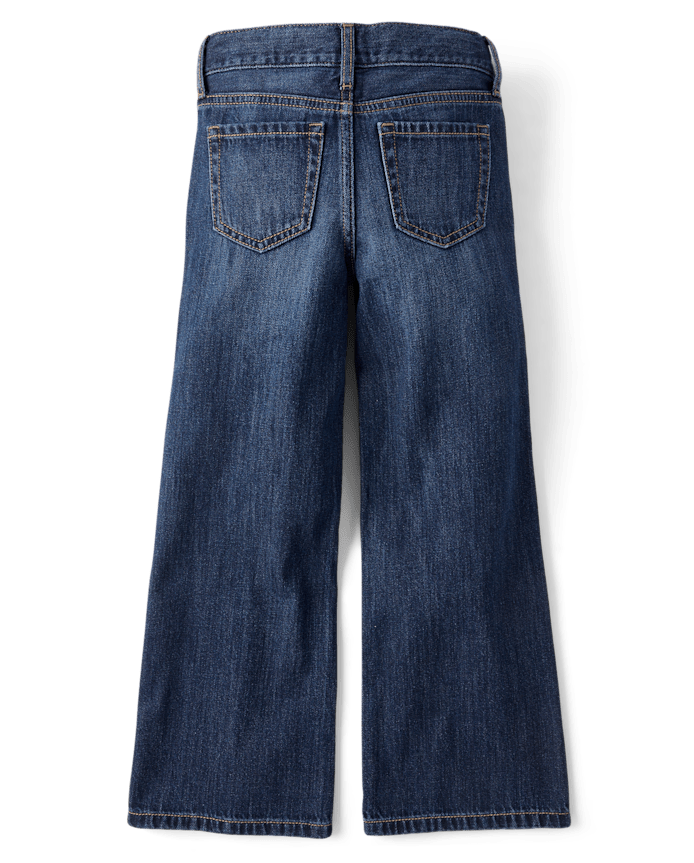 Girls Studded Wide Leg Jeans