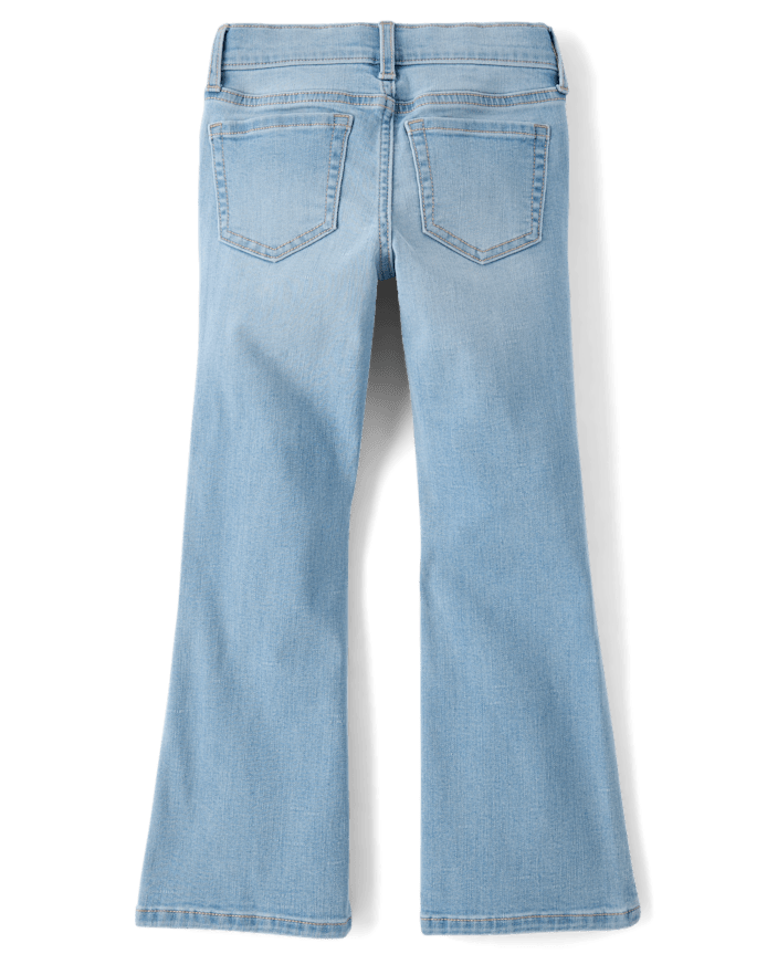 Girls Rhinestone Heart Flare Jeans