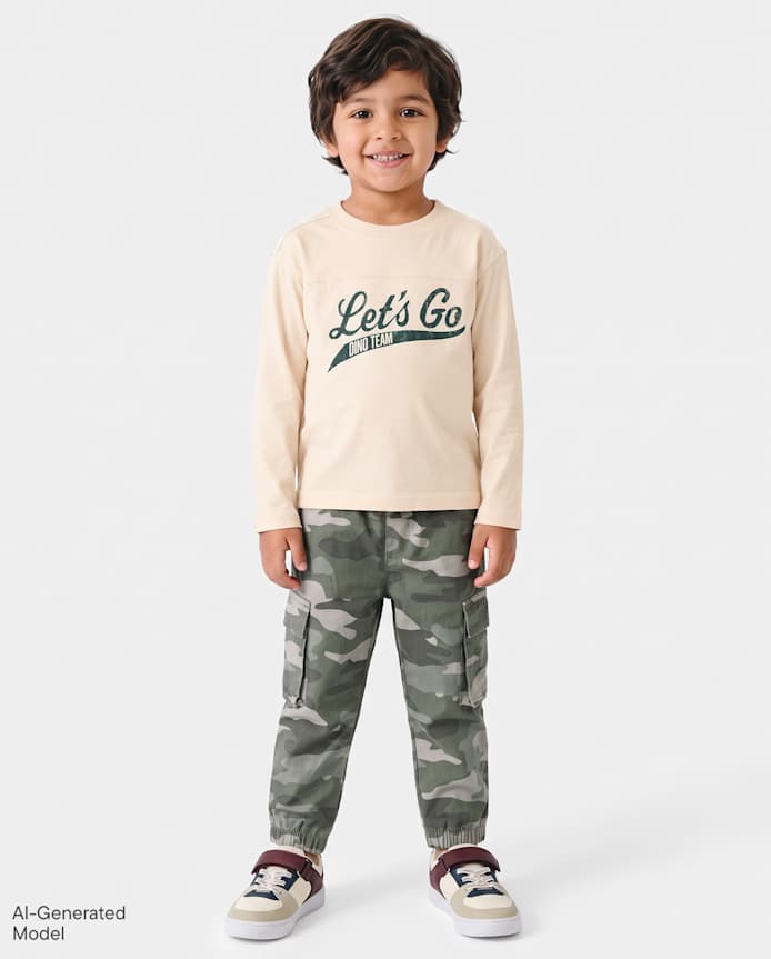 Baby And Toddler Boys Camo Poplin Cargo Jogger Pants