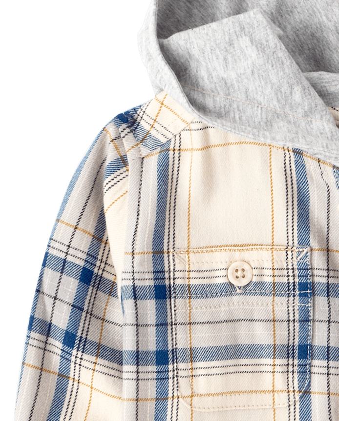 Baby And Toddler Boys Plaid Flannel Hooded Button Up Shirt
