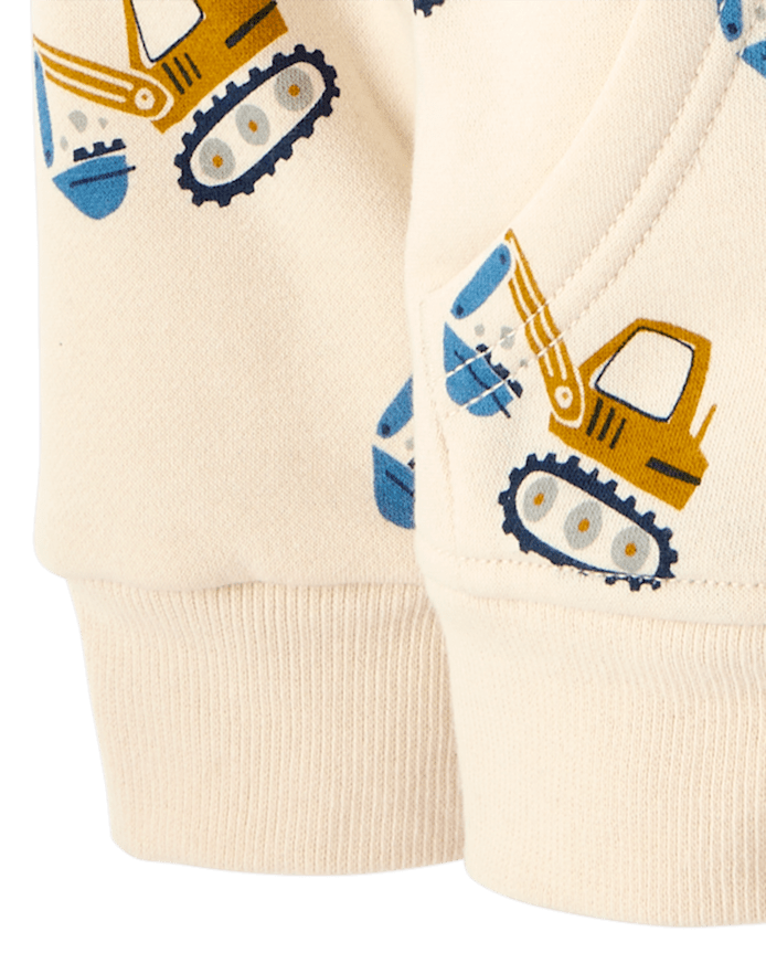 Baby And Toddler Boys Print Premium Fleece Sherpa Lined Zip Up Hoodie