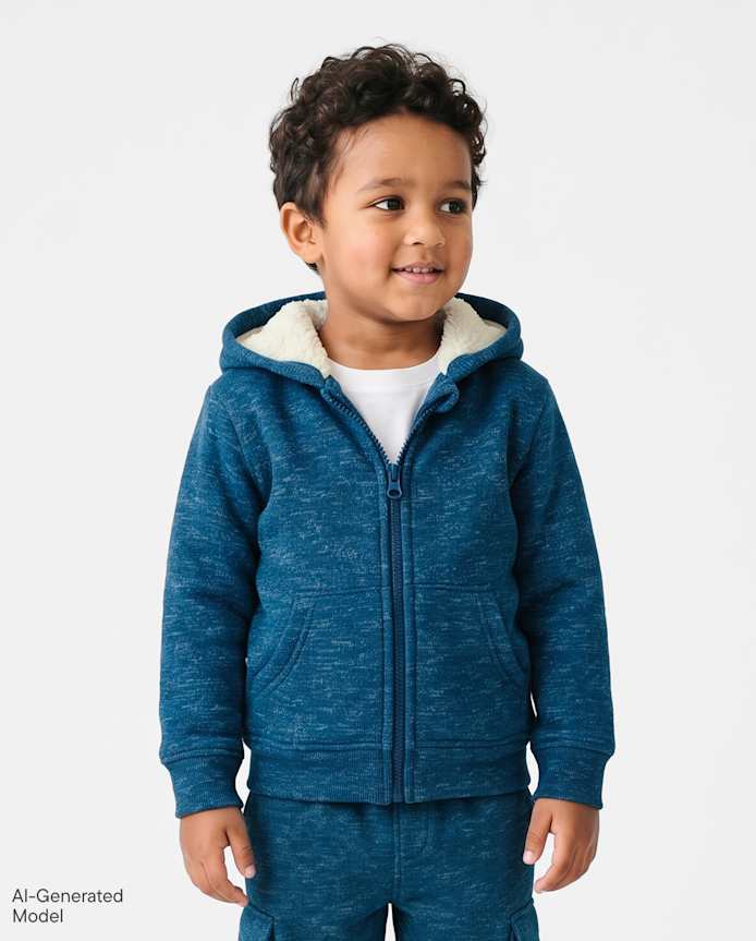 Baby And Toddler Boys Fleece Sherpa Lined Zip Up Hoodie
