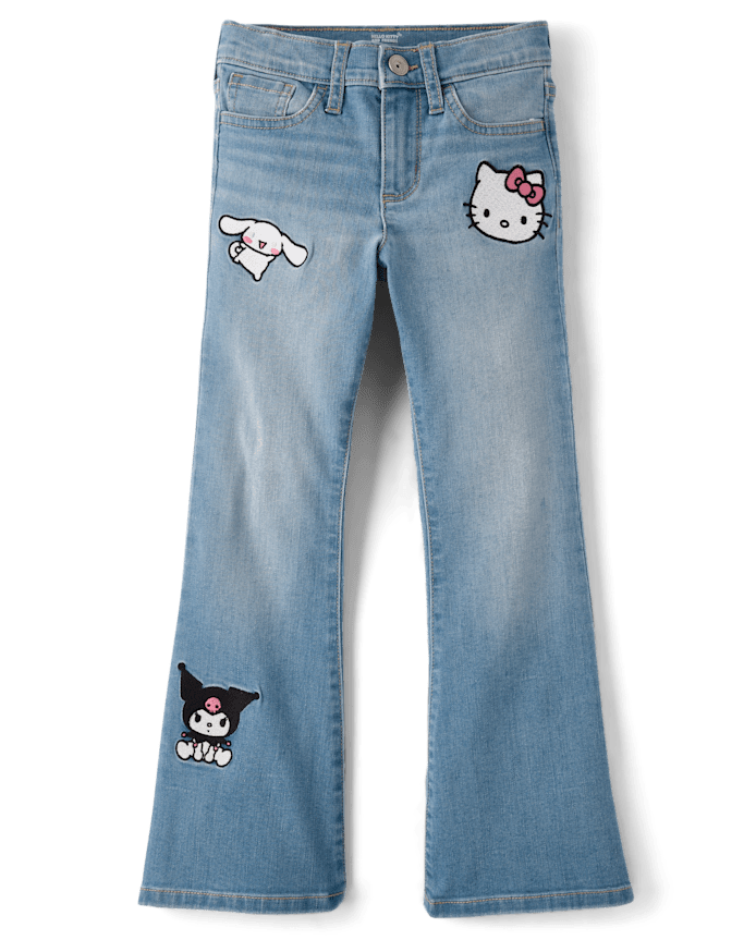 Girls Hello Kitty® And Friends Embroidered Flare Jeans