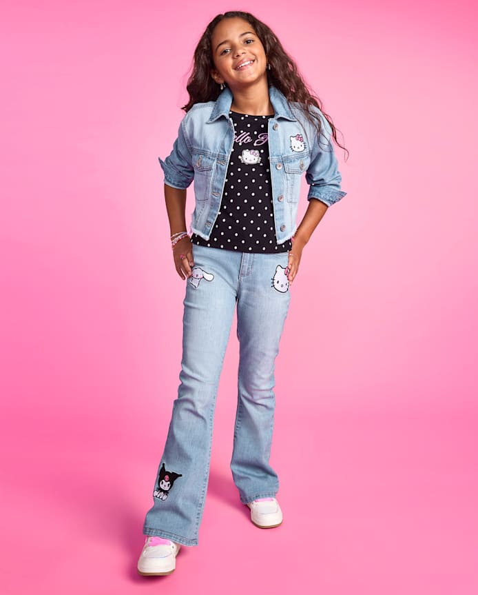 Girls Hello Kitty® And Friends Embroidered Flare Jeans