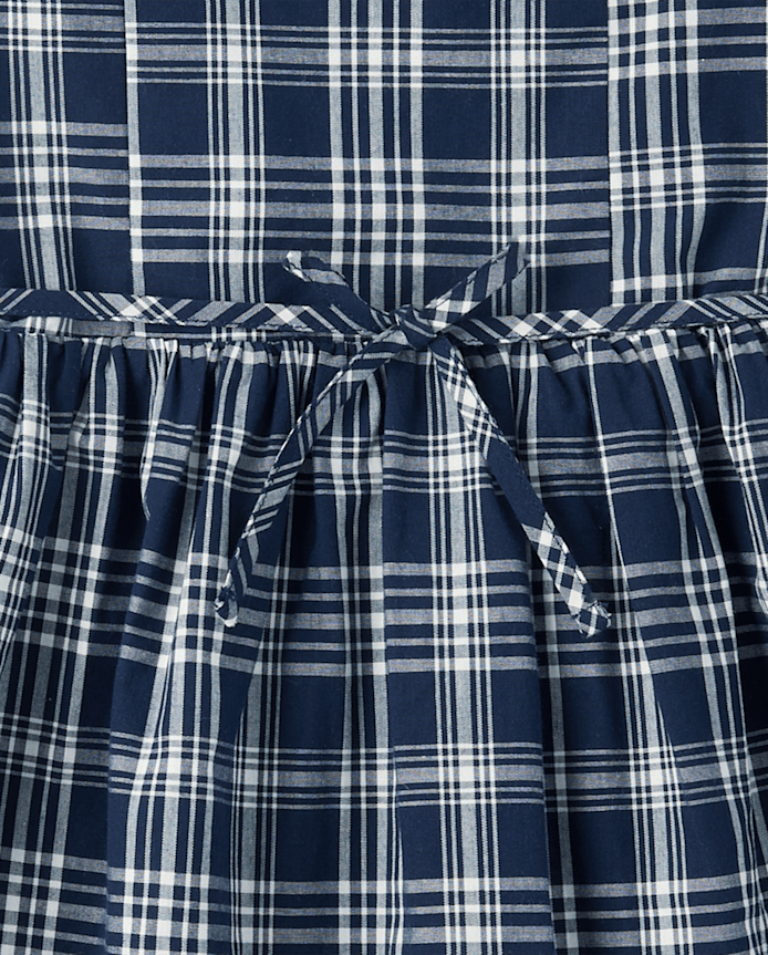 Girls Plaid Pintuck Poplin Button Dress