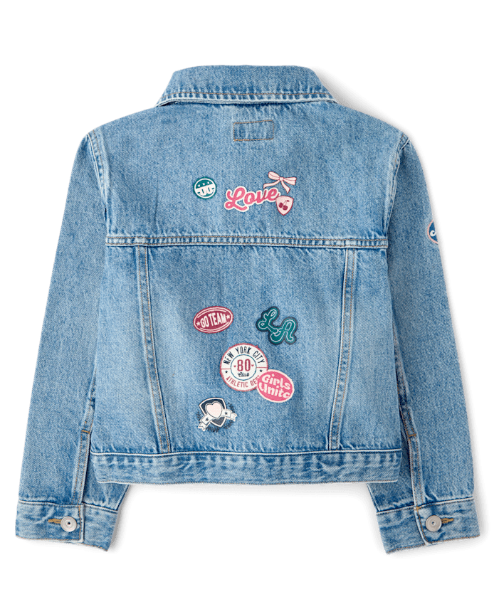 Girls Varsity Patch Denim Jacket