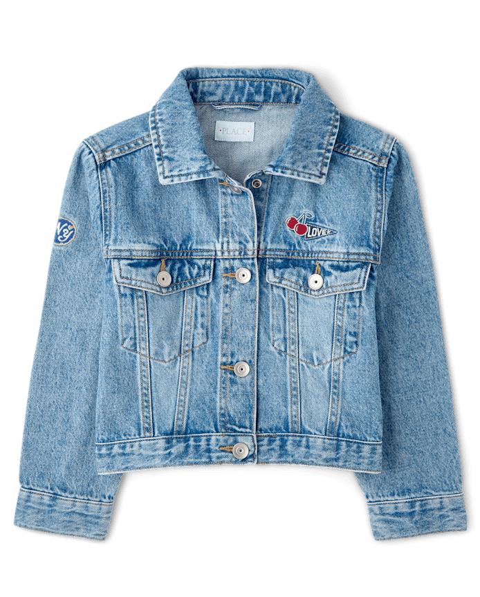 Girls Varsity Patch Denim Jacket