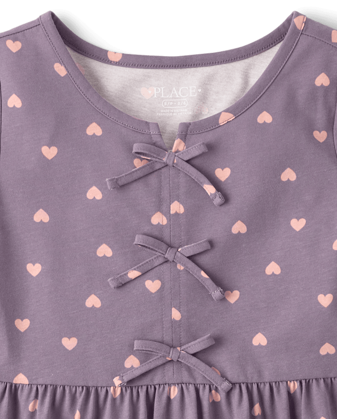 Girls Heart Bow Dress