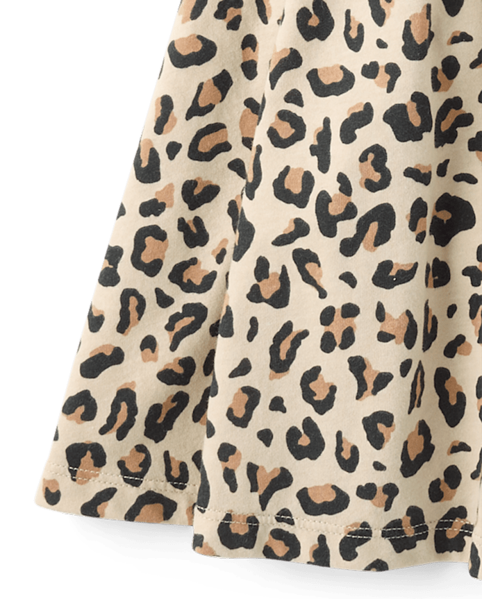 Girls Leopard Keyhole Dress