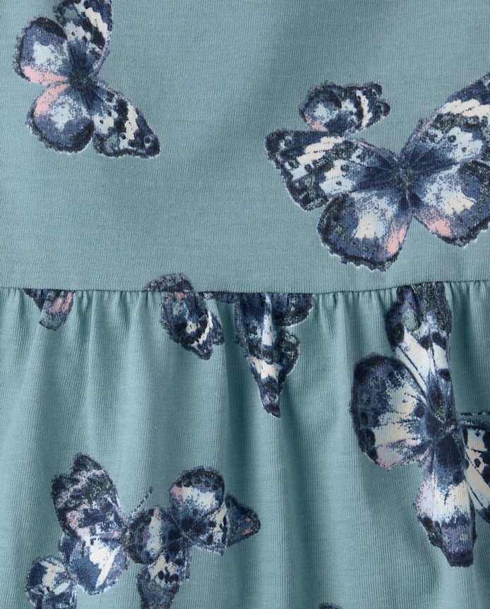 Girls Print Tiered Flutter Dress