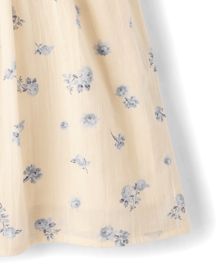 Girls Floral Textured Smocked Dress