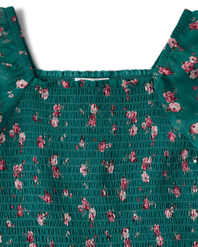 Girls Floral Chiffon Flounce Dress