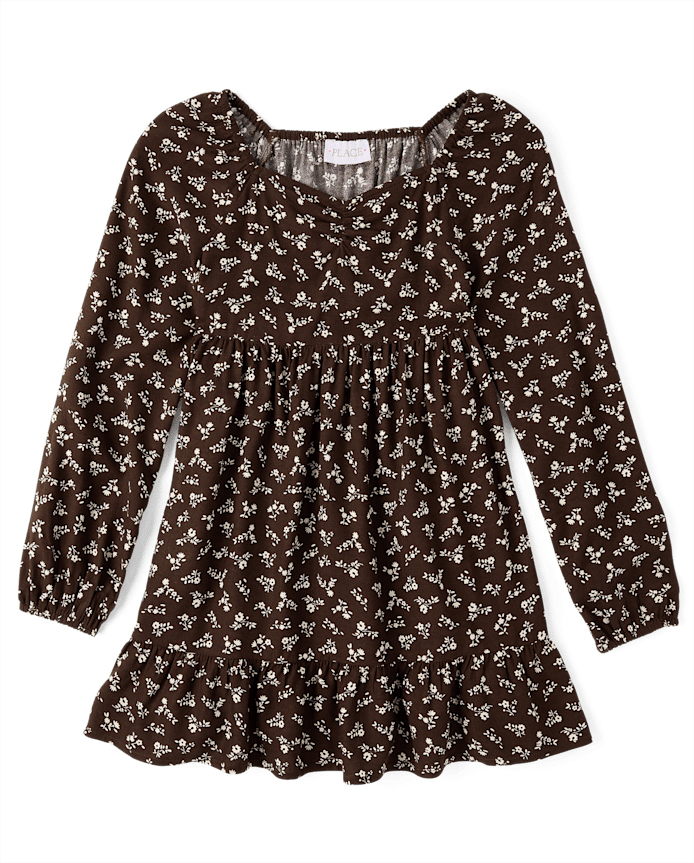 Girls Floral Ruffle Dress