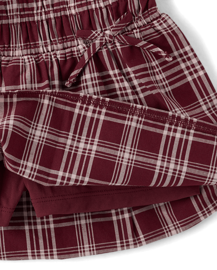 Girls Plaid Smocked Poplin Skort