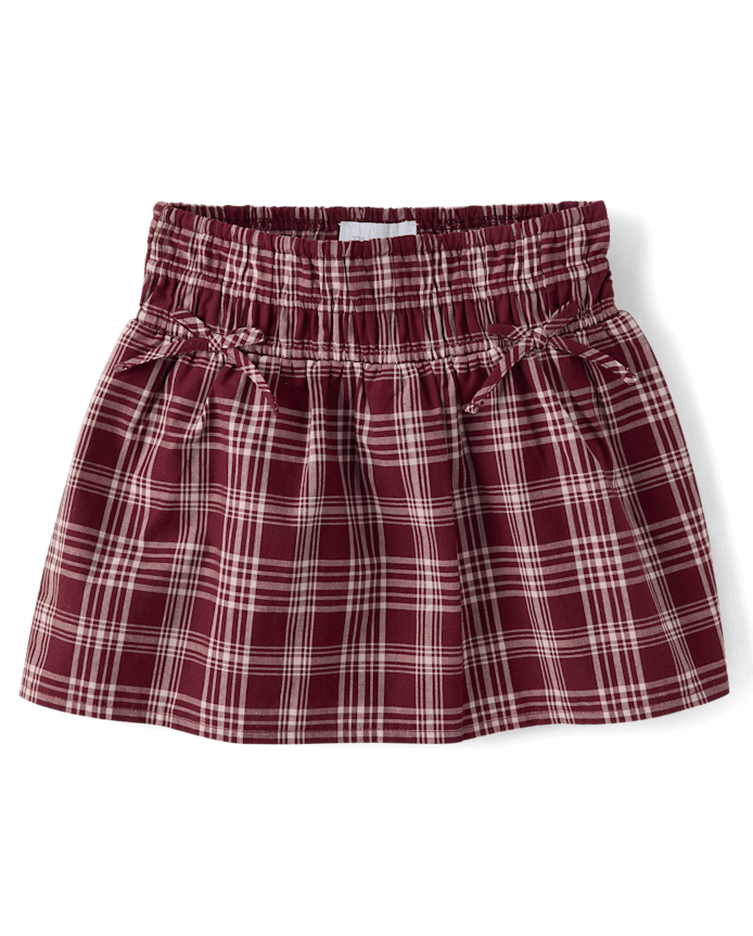 Girls Plaid Smocked Poplin Skort