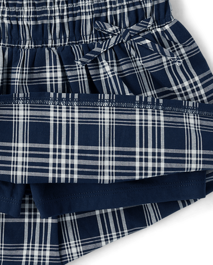 Girls Plaid Smocked Poplin Skort