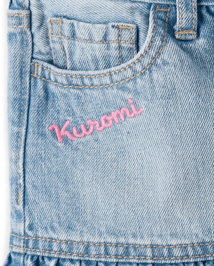 Girls Kuromi™ Embroidered Denim Ruffle Skort
