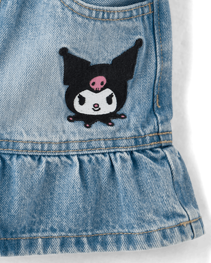 Girls Kuromi™ Embroidered Denim Ruffle Skort