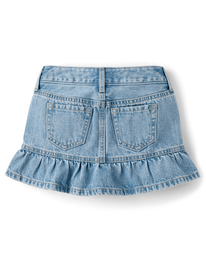 Girls Kuromi™ Embroidered Denim Ruffle Skort