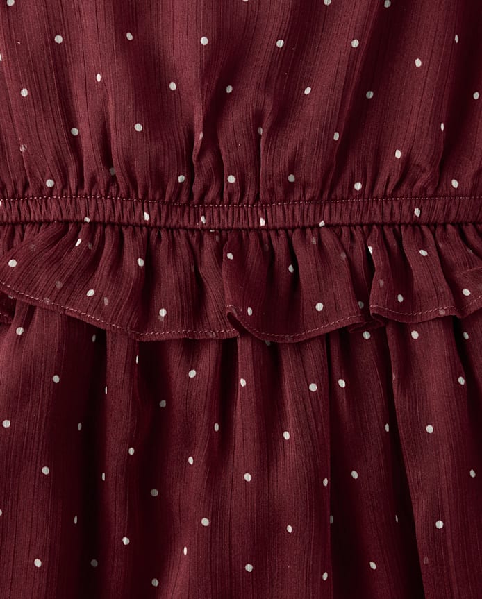 Robe à pois en mousseline volants pour fille