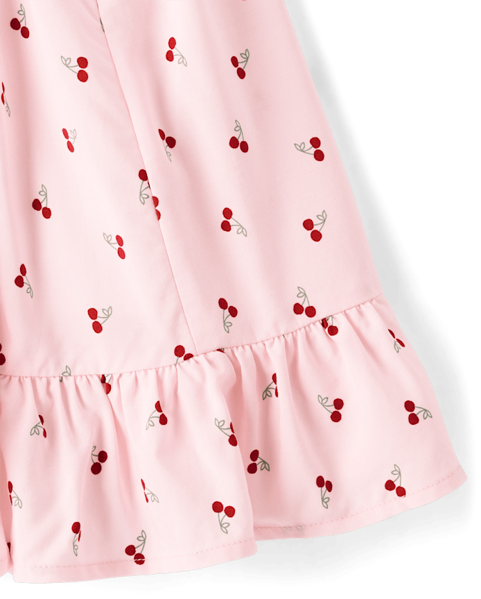 Girls Print Smocked Ruffle Dress