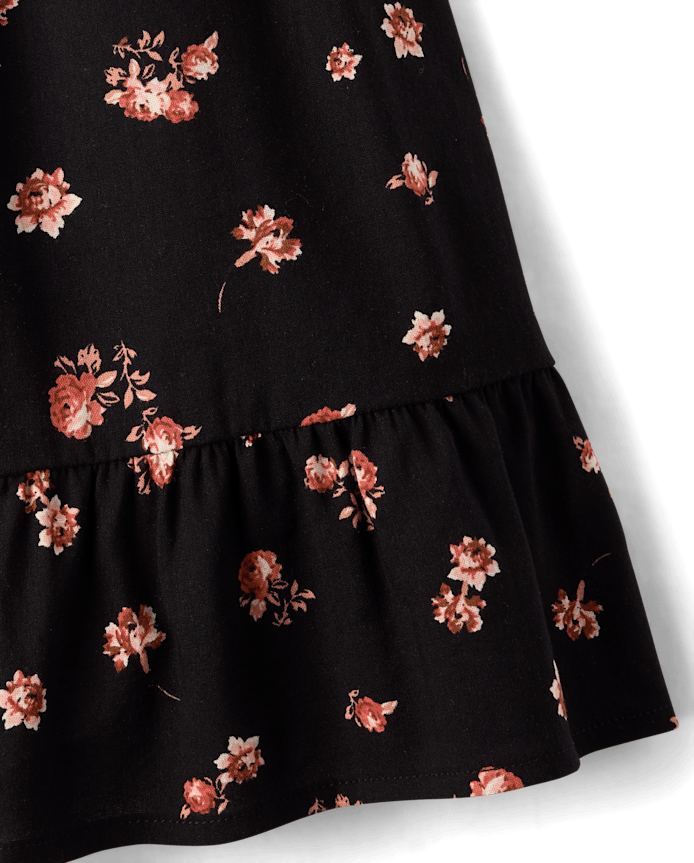 Girls Floral Bell Sleeve Dress