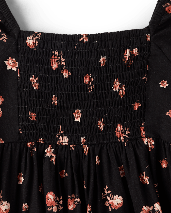 Girls Floral Bell Sleeve Dress