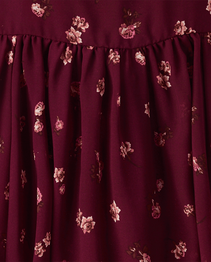 Girls Floral Chiffon Hanky Hem Dress