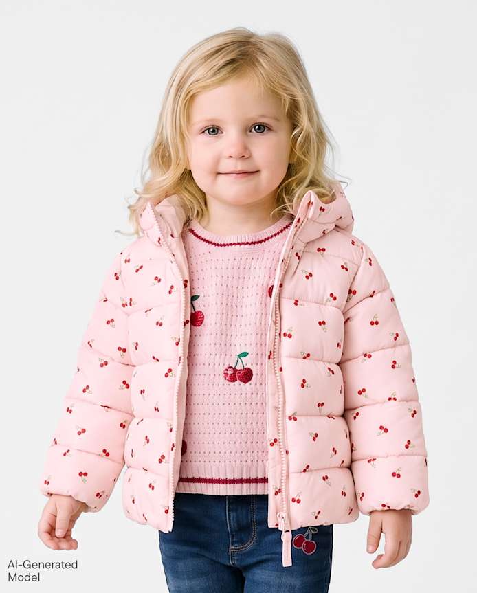 Toddler Girls Print Hooded Puffer Jacket