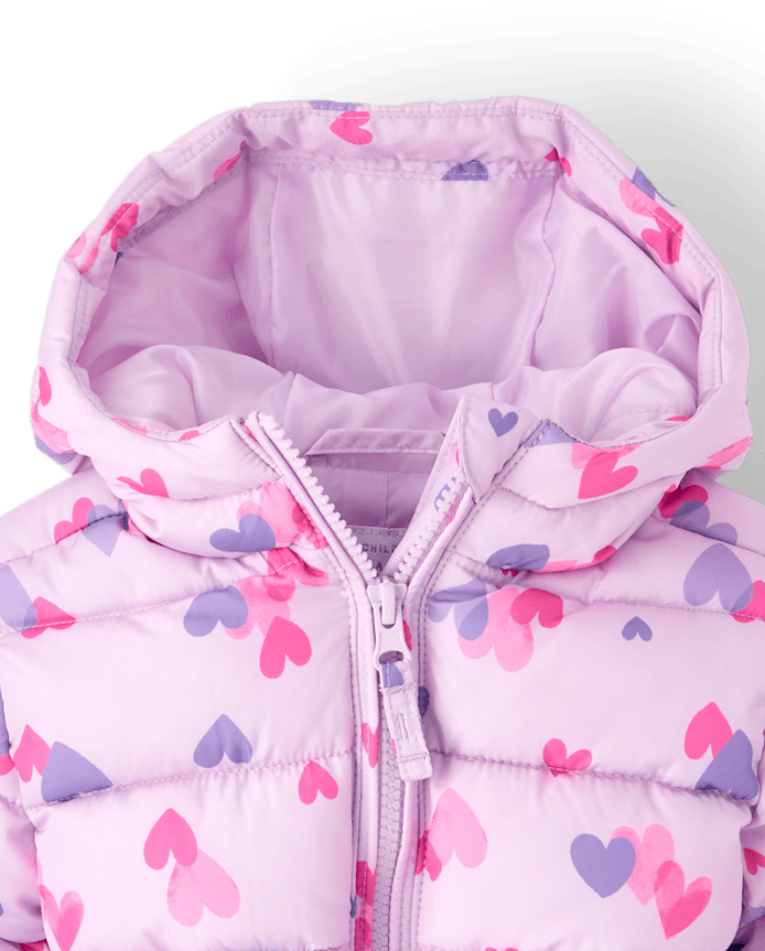 Toddler Girls Print Hooded Puffer Jacket