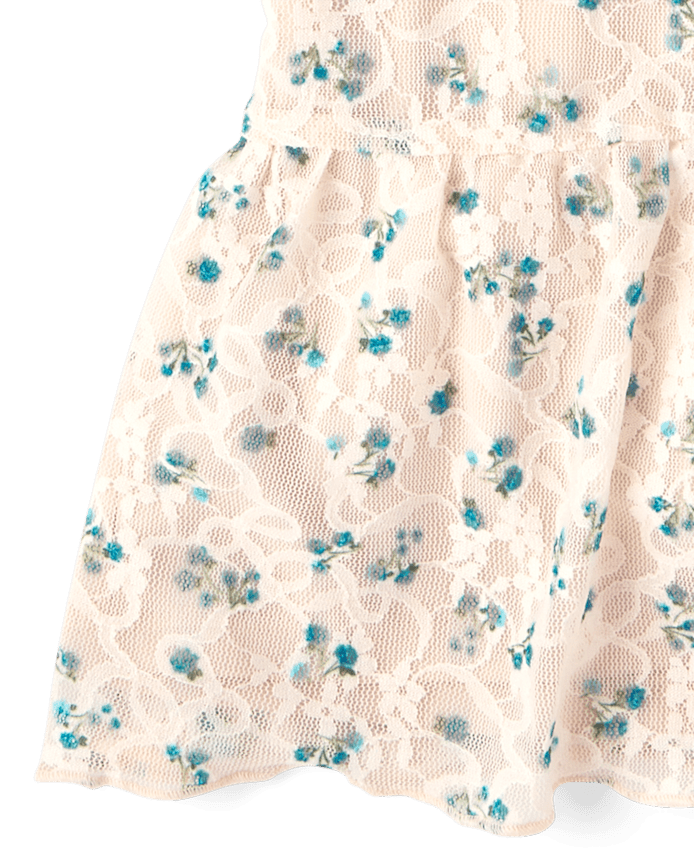 Girls Floral Lace Hanky Hem Top