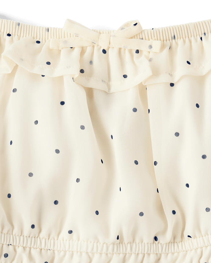 Haut à volants en mousseline pois pour filles