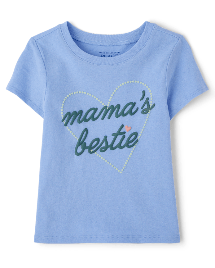 Baby And Toddler Girls Puff Print Mama's Bestie Graphic Tee