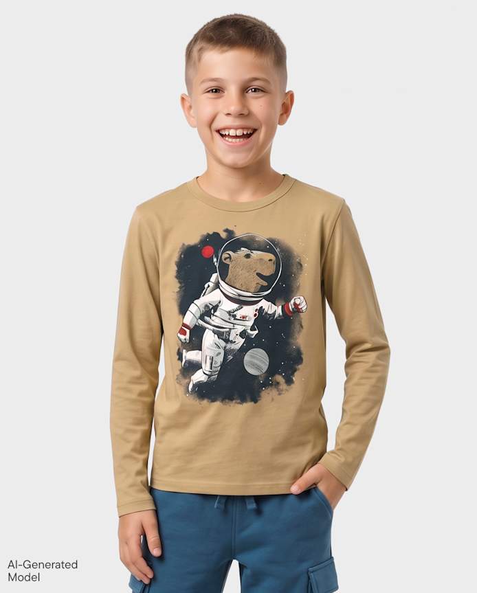Boys Capybara Astronaut Graphic Tee