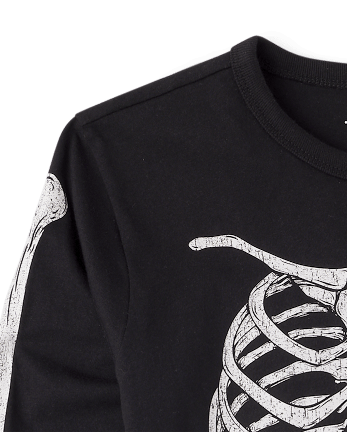 T-shirt graphique squelette lumineux d'Halloween pour garçons