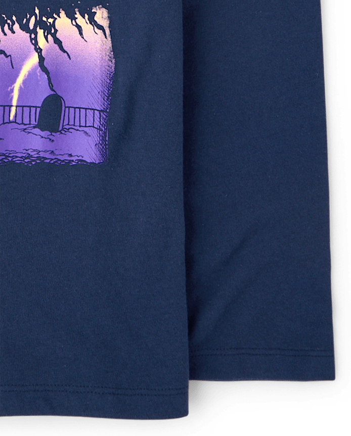 Boys Halloween Pumpkin Biker Graphic Tee