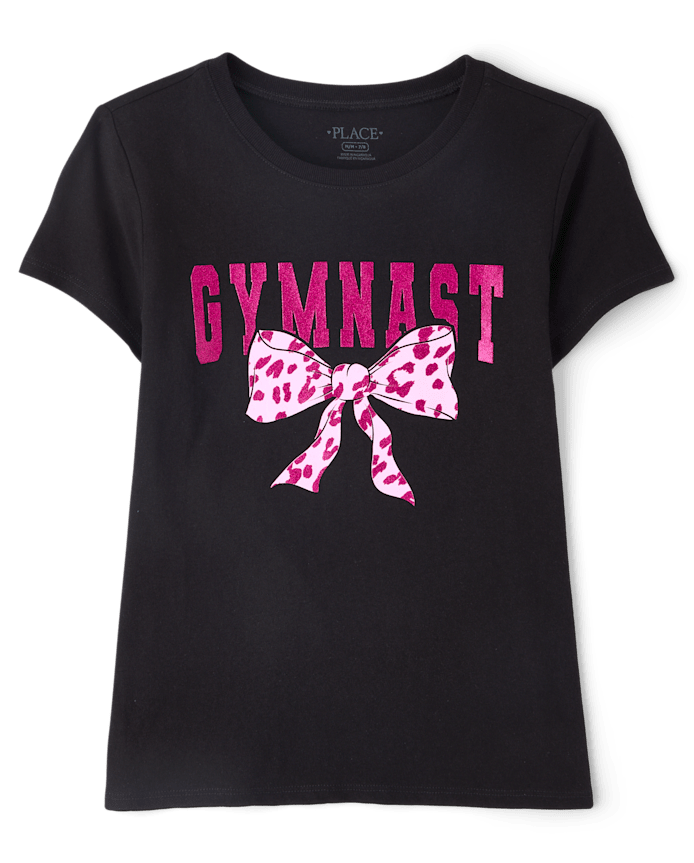 Girls Gymnast Bow Graphic Tee