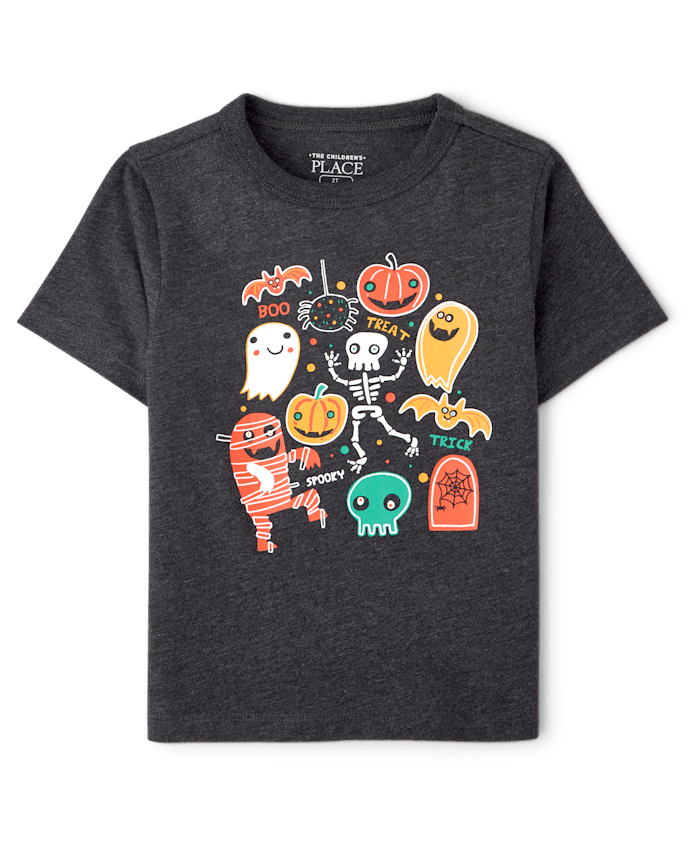 Baby And Toddler Boys Glow Halloween Icons Graphic Tee