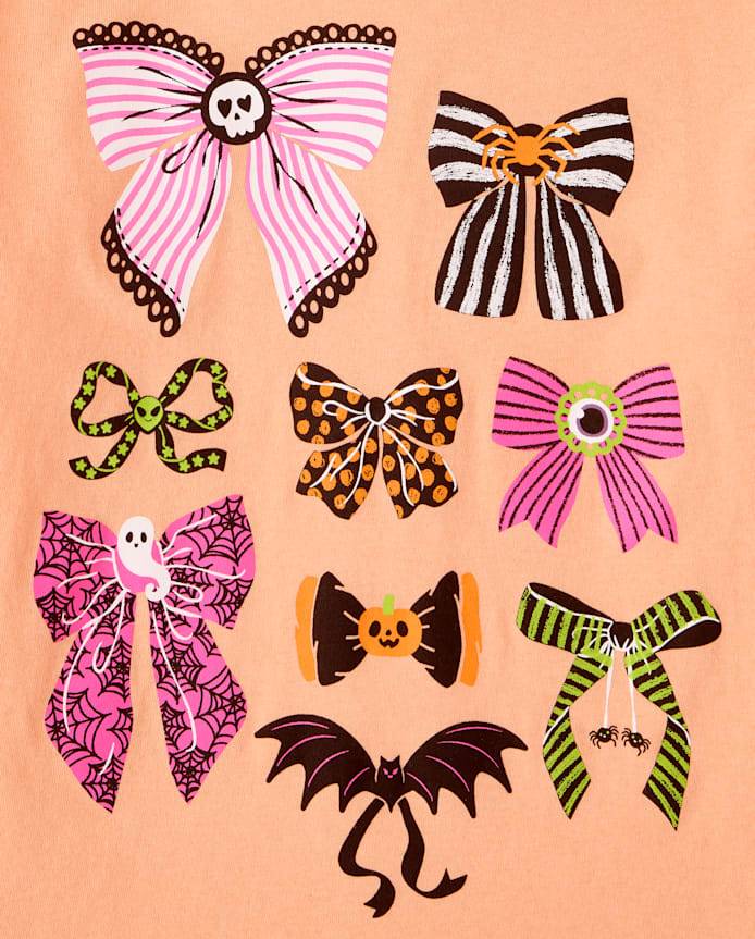 Girls Halloween Bows Graphic Tee