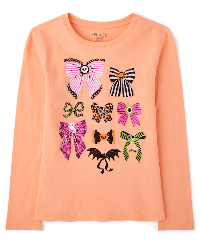 Girls Halloween Bows Graphic Tee