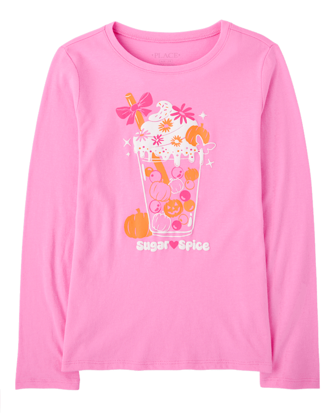 Girls Pumpkin Spice Drink Graphic Tee