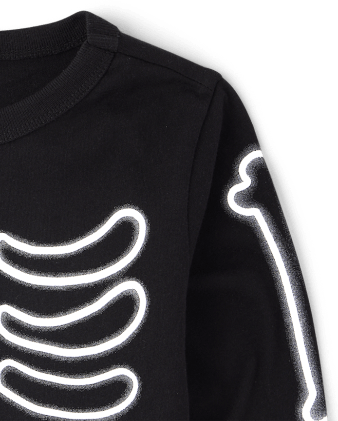 Baby And Toddler Boys Glow Halloween Skeleton Graphic Tee
