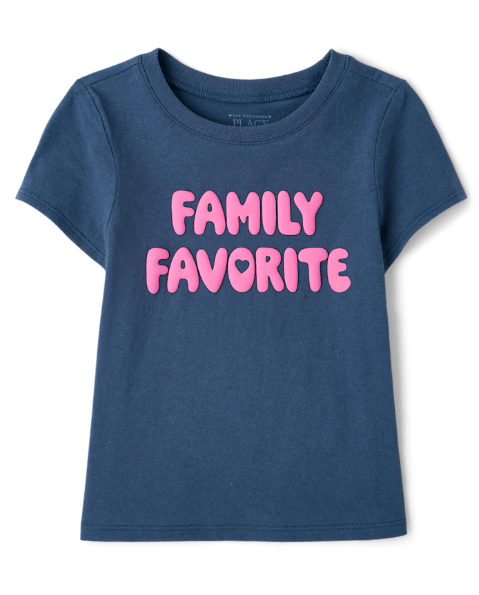 Baby And Toddler Girls Puff Print Family Favorite Graphic Tee